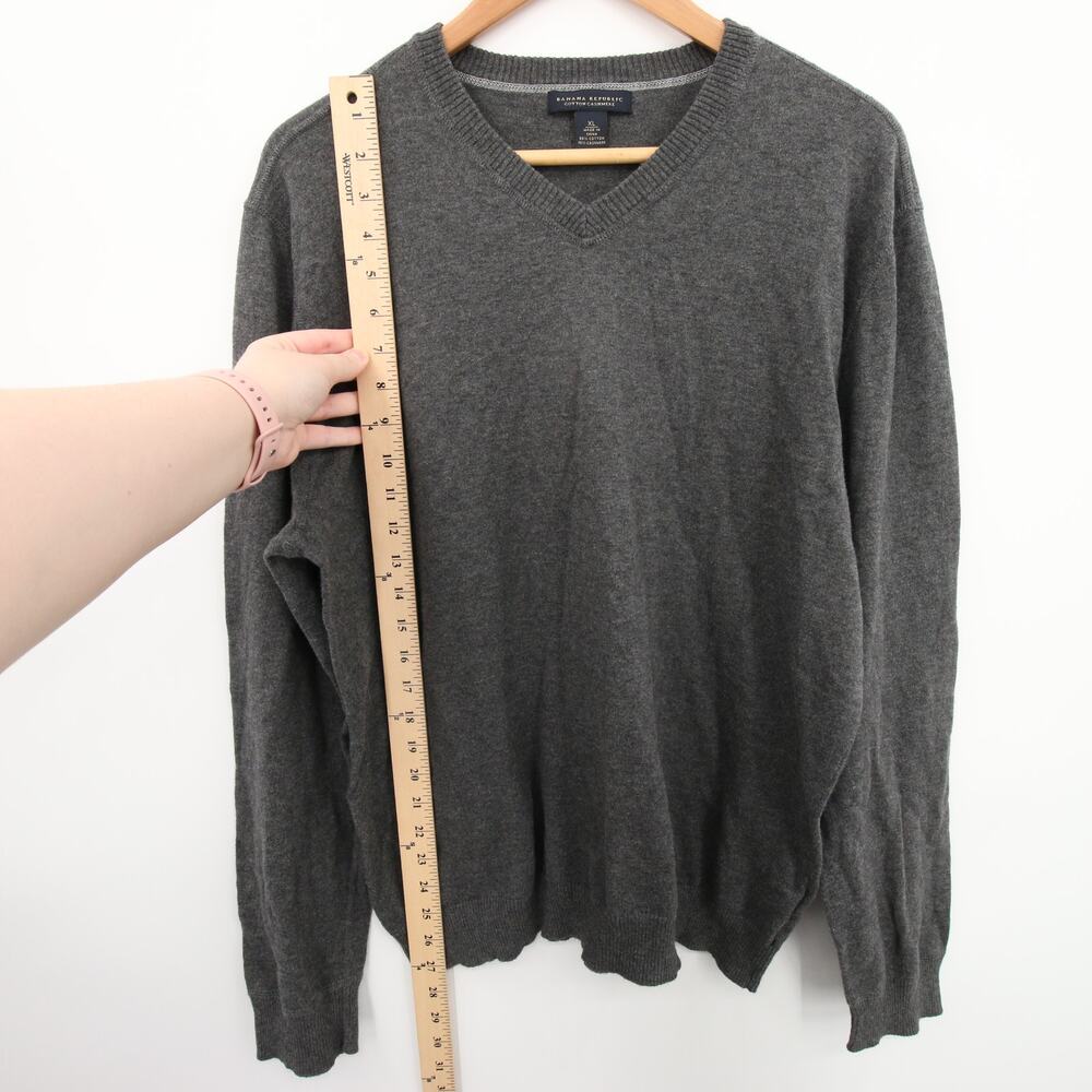 Banana Republic Mens Sweater Gray Cotton Cashmere V Neck Long Sleeve Pullover XL - Picture 4 of 9